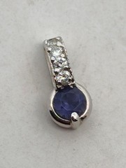 14K White Gold Sapphire & Multi Diamond Pendant Designer “XOX”