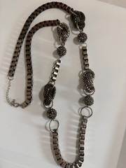 Vintage 80’s Sculptural Necklace Copper Bronze Knots Chains Metallic Industrial