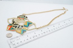 Vintage Necklace Gold Tone Rose Flower Colorful 21″