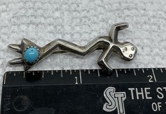 A Vintage Sterling Silver Ye Brooch With Turquoise. In Excellent Condition.