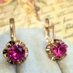 Vintage 14k 583 Rose Gold Soviet Era Earrings – East European – #1709
