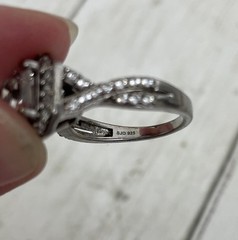 Sterling Silver 925 SJD White CZ Halo Engagement Wedding Ring Size 7.75