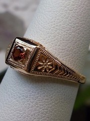 NATURAL Garnet Ring, Wedding Art Deco Revival Jewelry, US SELLER-Giftwrap