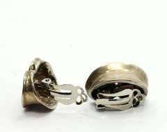 Vintage Sterling Silver Fancy Spiral Oval Clip On Earrings Mex 925