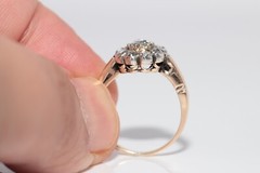 Vintage Circa 1980s 14k Gold Top Silver Natural Rose Cut Diamond Ring