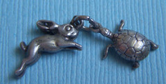 Vintage 40’s tortoise and hare turtle rabbit sterling charm