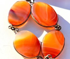 Antique Carnelian Agate Brooch Vintage Link Bracelet Lot 2 Beautiful Pieces