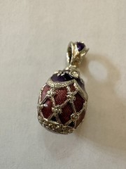 Edgar Berebi St Petersburg Egg Pendant Necklace Limited Edition Enameled Pur/Brn