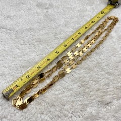 Vintage Dog Tag Link Necklace Gold Tone Flapper Length 48″