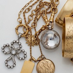 Orb Pools Of Light Locket Rock Quartz Crystal Antique Fob Mourning Charm