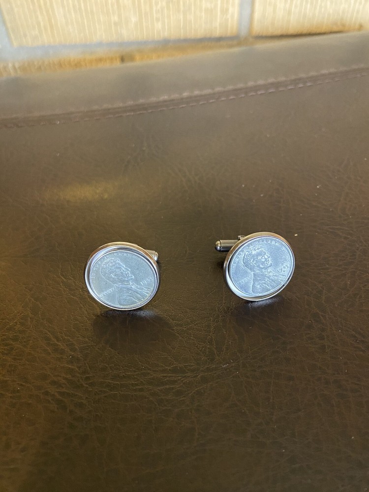 Lincoln Zinc-Coated Steel Cent Cufflinks