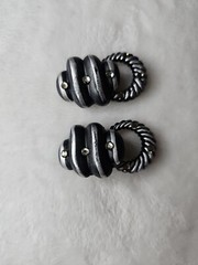 VTG Jeff Lieb Clip Earrings Blk/Silver Rhinestone One Of A Kind Custom Handmade