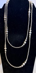 Vintage 925 Sterling Silver Beads Stationed Necklace 48″ Long spring ring 39g