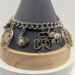 Vintage Charm Bracelet Lucky Charm Travel 7.25″
