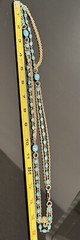 Vintage Hong Kong Necklace Multi Strand Turquoise Colored Beads Gold Tone Chains