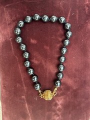 Hand knotted hematite bracelet Hook Clasp Ball/Bead Chain