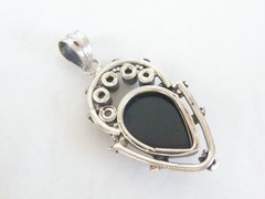 Large Sterling Silver 925 Natural Onyx Gemstone Chunky Statement Pendant