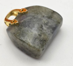 Vintage Gray Agate Handbag Purse Pendant Gold Tone Miniature Stone Charm 27mm