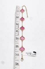 Gold Tone Petal Pink Enamel Flower Station Bracelet Adjustable NWT Gift For Her