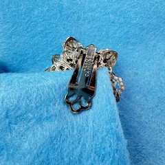 Alice Caviness VTG Clip On Earrings Faux Pearl Rhinestone Cluster Signed