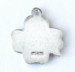 Sterling 4 Leaf Clover Charm Vintage Silver Green Enamel St Patricks Day Plant