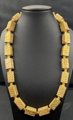 beautiful vintage antique afghani handmade brass gold plated beads necklace