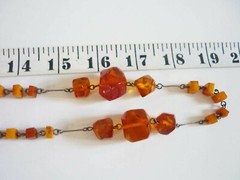 Vintage Latvian Natural Semu-Polished Amber Wire Necklace 49g