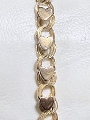 VINTAGE 14K GOLD LOT OF 2 HEART LINK BRACELETS 14.7 GRAMS WEARABLE BOTH MARKED