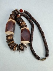 Tribal Wood Bead Necklace Coconut Shell Artisan Boho Statement