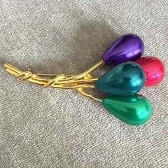VTG Balloon Brooch Pin Balloons Gold Tone Large Big Birthday Colorful Enamel