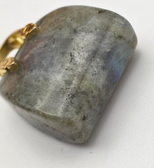 Vintage Gray Agate Handbag Purse Pendant Gold Tone Miniature Stone Charm 27mm