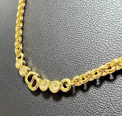 Christian Dior necklace pendant with rhinestones CD logo gold plated Vintage