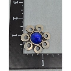 Vintage Rune Tennesmed Sweden Brooch Blue Glass Cabochon Pewter Flower Pin