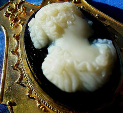 Victorian Memory Locket Brooch Antique 14K GOLD Deco HardStone Onyx Cameo Broach