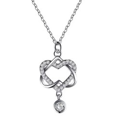 Round Cut Lab Created Diamond Propose & Love Gift Pendent 14K White Gold Finish