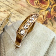 Size 7.25 – 14K 585 Rose Gold Gemstone Ring – Vintage East European #1806