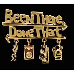 Danecraft Vintage Been There Done That Pin Brooch Travel Gold NOS 1980s BinA5