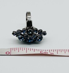 Vtg-BLUE RHINESTONE-Necklace-Choker-Ring-Bracelet-Clip-on Earrings SET