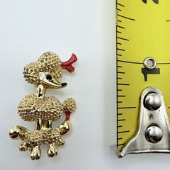 Gold-Tone Enamel French Poodle Dog Pin Brooch Vintage