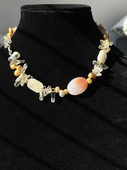 Vintage Agate Pearl And Other Semi-Precious Stones Beaded Necklace