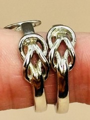 Trifari Earrings Clip On Silver Tone Love Knot Hoops