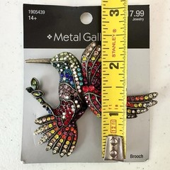 Vintage Hummingbird Bird Branch Multi Color Rhinestone Crystal Brooch Pin NEW
