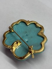 Joan Rivers Vintage Brooch.Aquamarine Teal Turquoise Acrylic/Resin Large Flower