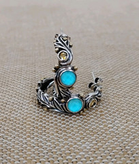 Rare Echo of the Dreamer Sterling Silver Bronze Turquoise Citrine Hoop Earrings
