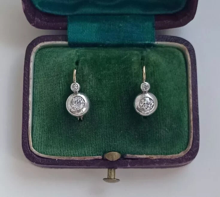 3.25Ct Lab Created Diamond Vintage Style Drop Earring 14K Two Tone Gold Finish