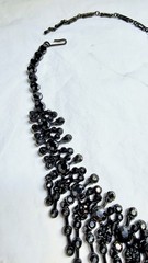Stunning Vintage Hematite Black Crystal Choker Necklace