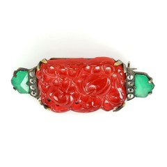 Czech Art Deco Chinese-style Glass Pin 1930’s