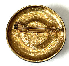 PALOMA PICASSO Designer Round Black Brooch Amber Glass Center