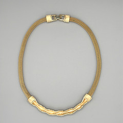 Vintage Swarovski Gold Tone Pavé Crystal Twist Mesh Necklace 18″ Signed