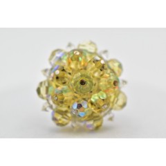 Laguna Vintage Clip On Crystal Earrings Yellow AB Cluster Signed Glam 1950s A24
